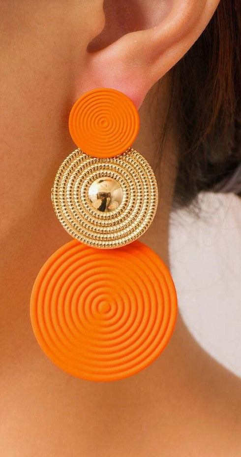 Textured Round Dangle Earrings