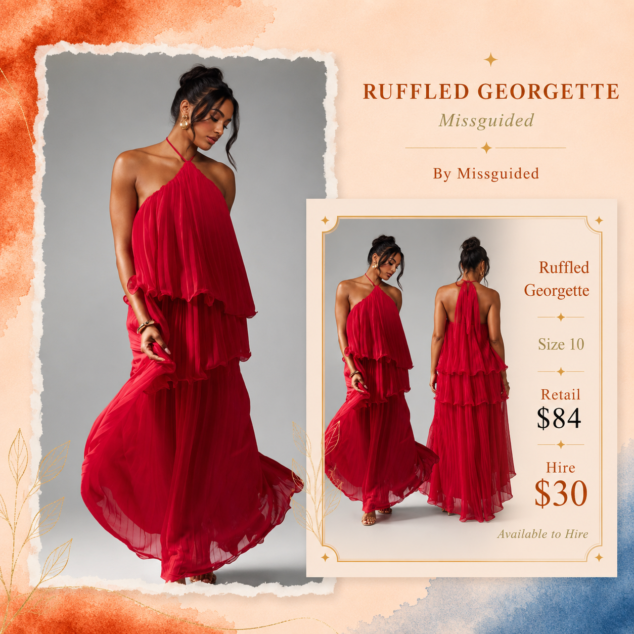 Ruffled Georgette Maxi Halter Dress
